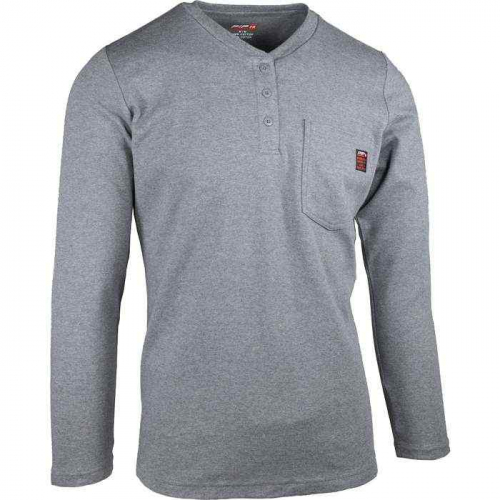 PIP 385-FRHNW-GR-S, PIP®, AR/FR Women's Long Sleeve Henley, FR Clothing, Gray, S